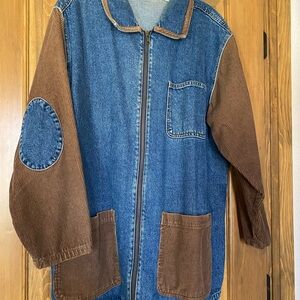 Women’s Two-Tone Denim Corduroy Zip-Up Jacket